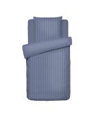 Blaues Bettbezug-Set aus gewebter Baumwolle im Dobby-Streifendesign