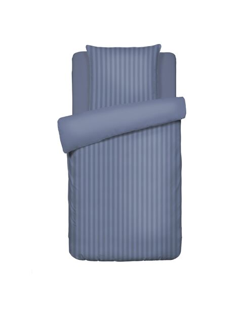 Blaues Bettbezug-Set aus gewebter Baumwolle im Dobby-Streifendesign
