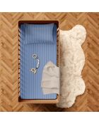 Juego de funda de edredón para bebé en satén de algodón a rayas Dobby Baby blue