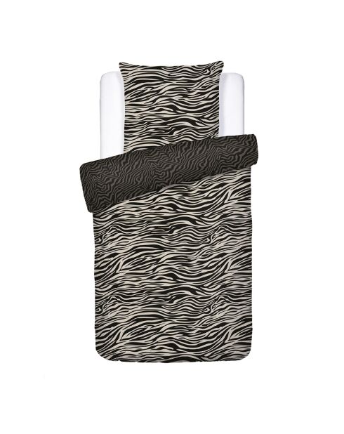 Parure housse de couette satin de coton Rêves zébrés noires