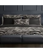 Parure housse de couette satin de coton Rêves zébrés noires