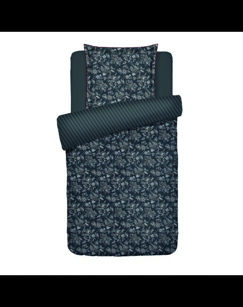 Parure housse de couette satin de coton Toile damassée noires