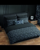 Parure housse de couette satin de coton Toile damassée noires