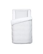 Parure housse de couette bébé satin de coton rayure tissé dobby Baby blanche