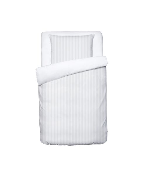 Parure housse de couette bébé satin de coton rayure tissé dobby Baby blanche
