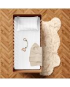 Parure housse de couette bébé satin de coton rayure tissé dobby Baby blanche