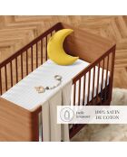 Parure housse de couette bébé satin de coton rayure tissé dobby Baby blanche