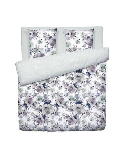 Set copripiumino in raso di cotone bianco Erodium