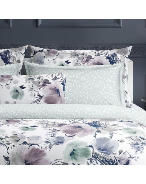 Set copripiumino in raso di cotone bianco Erodium