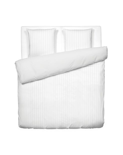 Weißes Bettbezug-Set aus gewebtem Baumwollsatin mit Streifenmuster von Dobby Stripe