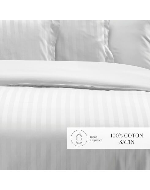 Weißes Bettbezug-Set aus gewebtem Baumwollsatin mit Streifenmuster von Dobby Stripe