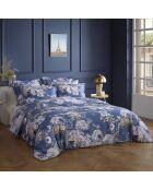Blauwe dekbedovertrekset van katoensatijn Hortensia