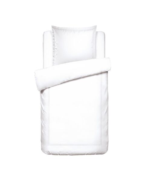 Parure housse de couette satin de coton Paris blanche