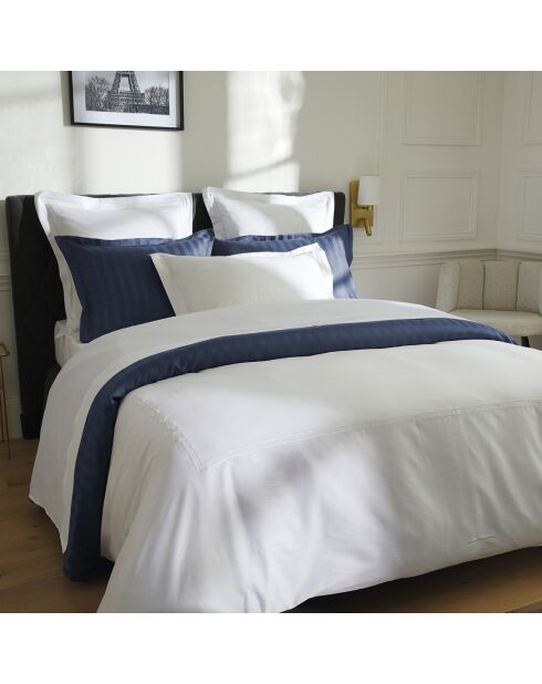 Parure housse de couette satin de coton Paris blanche