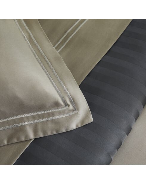Set mit 2 Kissenbezügen aus Baumwollsatin Paris taupe