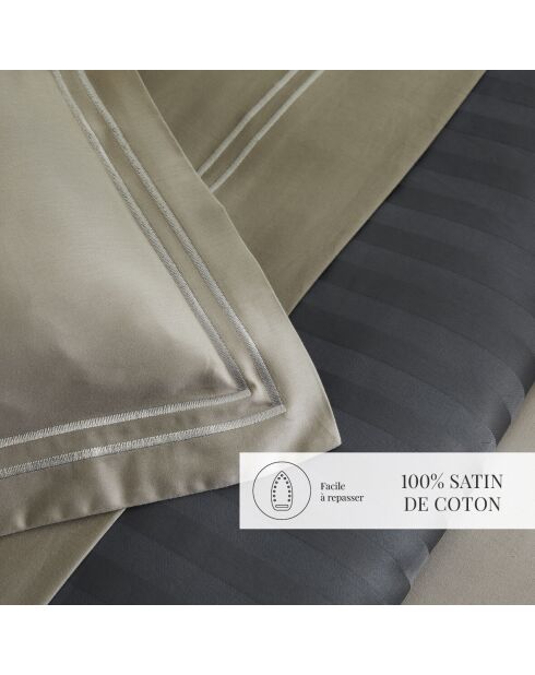 Set mit 2 Kissenbezügen aus Baumwollsatin Paris taupe