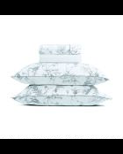 Parure petit drap plat + drap housse + taies rectangles satin de coton Colibri floral noir et gris