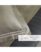 Bettlaken Paris aus Baumwollsatin weiß/taupe - 260x290 cm
