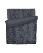 Parure housse de couette satin de coton Jardin Botanique noir/gris