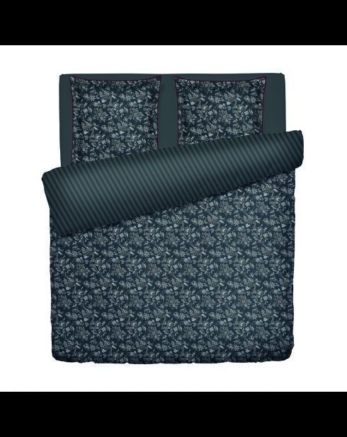 Parure housse de couette satin de coton Toile damassée noires