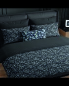 Parure housse de couette satin de coton Toile damassée noires