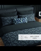 Parure housse de couette satin de coton Toile damassée noires
