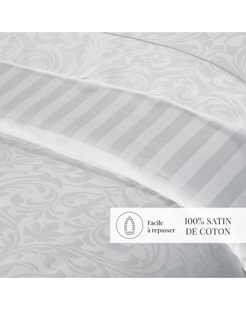 Juego de funda de edredón para bebé de satén de algodón tejido con jacquard barroco blanco