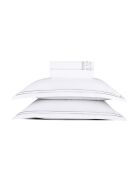 Parure petit drap plat + drap housse + taies rectangles satin de coton Paris gris/blanc