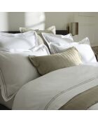 Parure housse de couette satin de coton Paris taupe/blanc