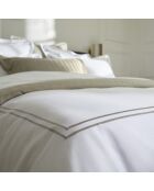 Parure housse de couette satin de coton Paris taupe/blanc