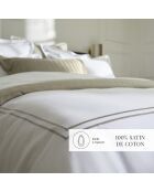 Parure housse de couette satin de coton Paris taupe/blanc