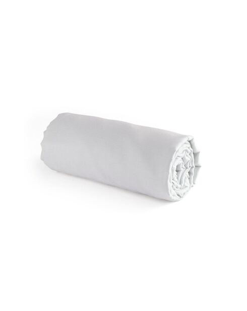 Drap-housse satin de coton Uni blanc 01