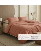 Parure housse de couette gaze de coton Uni terracotta 02