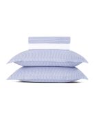 Parure drap plat + drap housse + taies rectangles coton percale Dauphine bleu clair