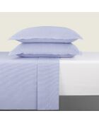Parure drap plat + drap housse + taies rectangles coton percale Dauphine bleu clair