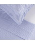 Parure drap plat + drap housse + taies rectangles coton percale Dauphine bleu clair