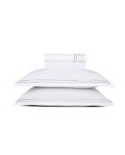 Set maxi de sábana encimera, sábana bajera y fundas de almohada cuadradas, satén de algodón blanco y marrón parís