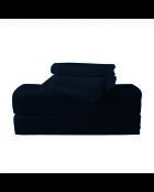 Maxi lakenset + hoeslaken + rechthoekige kussenslopen effen blauw katoensatijn 11
