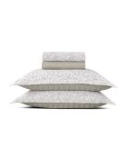 Parure petit drap plat + drap housse + taies rectangles satin de coton Esprit Damas taupe