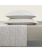 Parure petit drap plat + drap housse + taies rectangles satin de coton Esprit Damas taupe