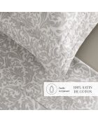 Parure petit drap plat + drap housse + taies rectangles satin de coton Esprit Damas taupe