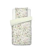 Juego de funda de edredón de satén de algodón con flores de bosque verde