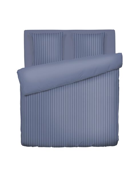 Blaues Bettbezug-Set aus gewebter Baumwolle im Dobby-Streifendesign