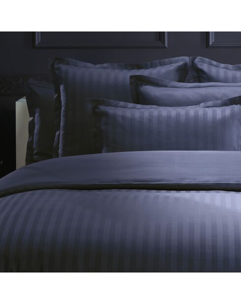 Bettlaken Dobby Stripe aus gewebtem Baumwollsatin Dunkelblau