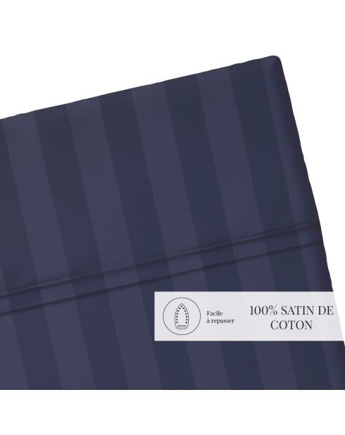 Bettlaken Dobby Stripe aus gewebtem Baumwollsatin Dunkelblau