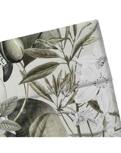 Sábana encimera de satén de algodón verde tilo decorada con diseño Jardin