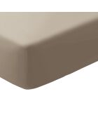 Uni Taupefarbenes Spannbetttuch aus Baumwollsatin 01