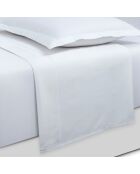 Parure petit drap plat + drap housse + taies rectangles satin de coton Uni blanc 01