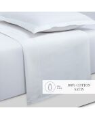 Parure petit drap plat + drap housse + taies rectangles satin de coton Uni blanc 01