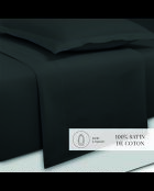 Parure petit drap plat + drap housse + taies rectangles satin de coton uni gris 03